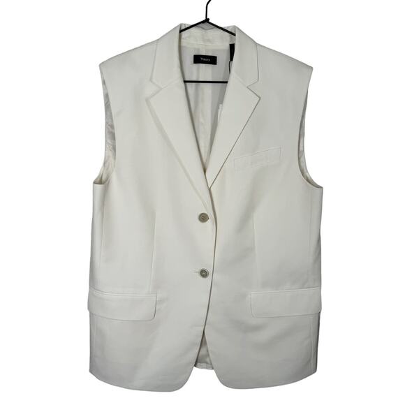 NWT Theory Boxy Oversized Vest Ivory High Twist Twill Medium Large - Picture 5 of 12